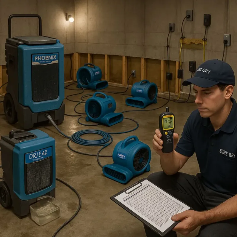 Structural Drying and Dehumidification process in Cabot, AR